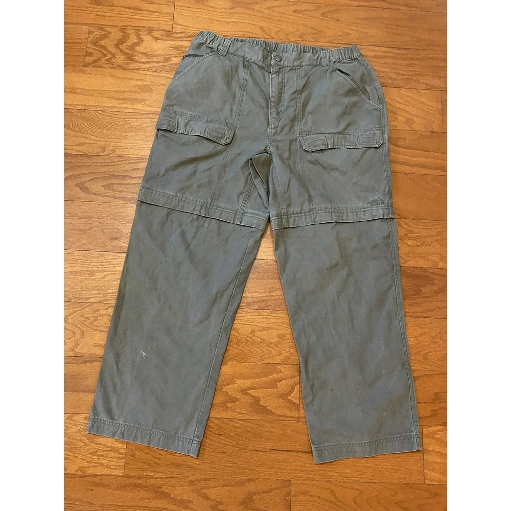The North Face Olive Green Convertible Hiking Pants Size XL Canvas Rugged Nice‎